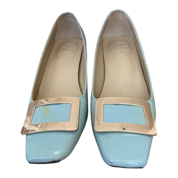 ROGER VIVIER Patent Leather Decolleté Belle Vivier Pumps blue size EU 39 US 9 - Picture 3 of 15